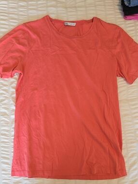 Zara Men Coral Crewneck Short Sleeve Tee